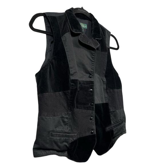 Lauren Ralph Lauren Jeans Black Velvet Denim Patchwork Vest / Size-Large - Picture 3 of 10